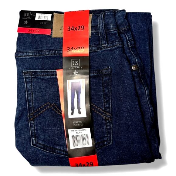 Urban Star Slim Stretch Jeans - Blue - 34 x 29 - Picture 1 of 4